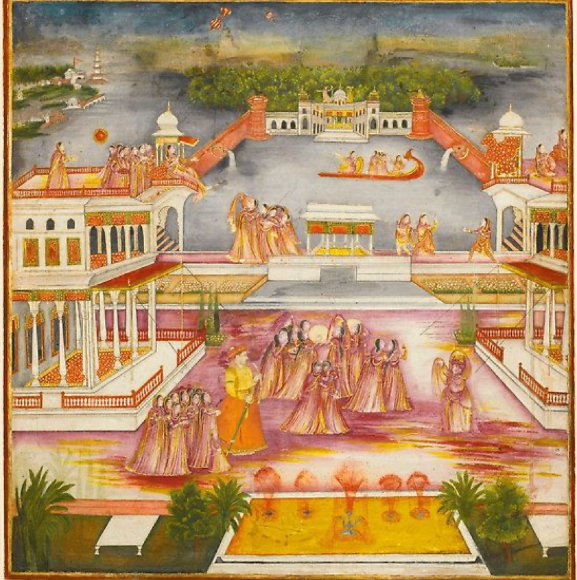 A 1775 Painting showing the Nawab of Awadh, Asaf-ud-Daulah playing Holi